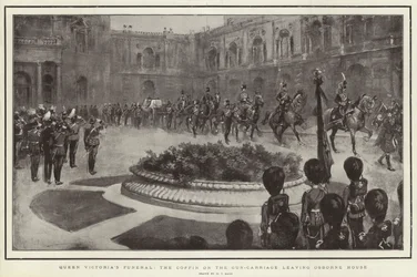 Funeral da Rainha Vitória, o caixão na carruagem que sai de Osborne House